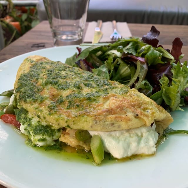 Spring Vegetable Omelet with House-made Ricotta.